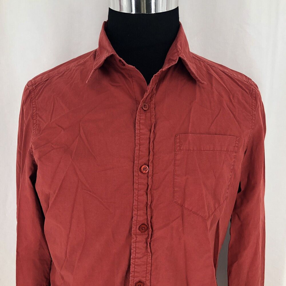 Levis Red Button Up Long Sleeve Cotton Dress Work Shirt Medium